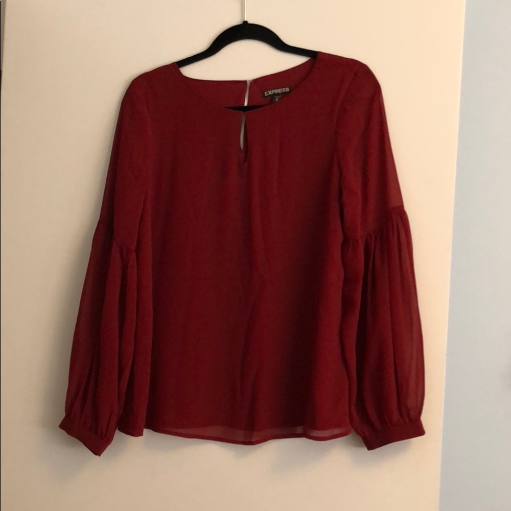 Red flared arm Express blouse
